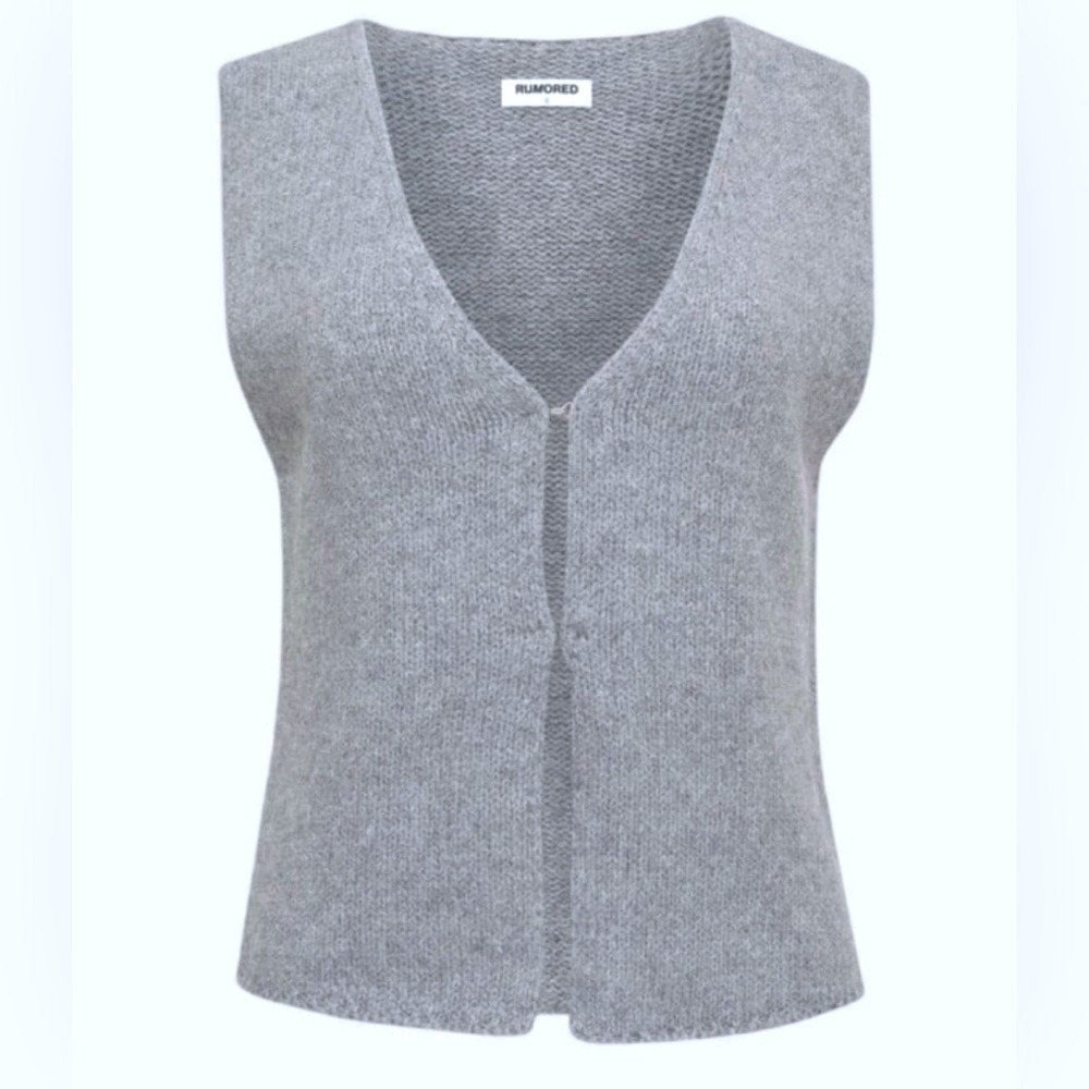 Rumored Gray Cardigan Sweater Vest Womens S Small Classic Preppy Academia